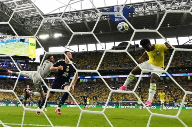 The Brazil national team has shown evolution in each game. In the final group stage match, they thrashed Scotland, maintaining high intensity throughout the game. Credit: CHANDAN KHANNA / AFP
