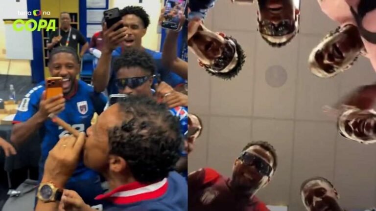 Cape Verde players celebrate qualification for the World Cup knockout stage after drawing with Saudi Arabia. Credit: Reproduction/Terra