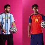 Forwards Lionel Messi (left) and Lamine Yamal (right), stars of the Argentina and Spain national teams. Credit: Disclosure/Adidas