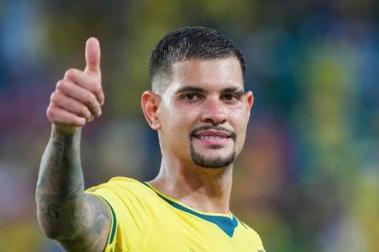 Bruno Guimarães in action for the Brazilian national team against Scotland in the 2026 World Cup. Photo: Robin Alam/ISI Photos/ISI Photos via Getty Images
