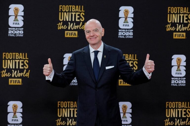Gianni Infantino during the 2026 World Cup draw event in Washington. Photo: Brian Snyder/Reuters