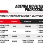 Flamengo divulga agenda completa do futebol profissional de 20 a 26 de julho