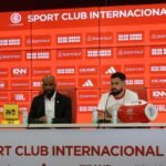 Fabinho Soldado and Matheus Cunha at the unveiling press conference at Beira-Rio. Photo: Rodrigo Cassol