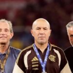 Bap, Leonardo Jardim, and José Boto: the trio is not willing to facilitate the departure of Flamengo players. Credit: Gilvan de Souza / Flamengo