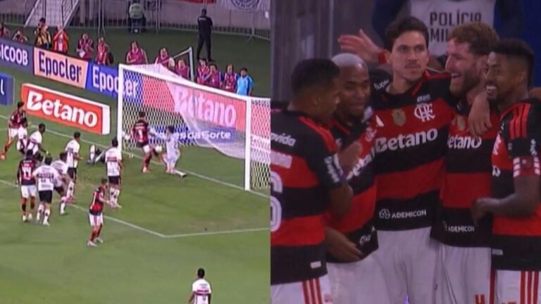 Léo Pereira abre placar para o Flamengo contra o São Paulo de cabeça