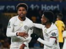 Andrey Santos and Estêvão celebrate Chelsea's goal against Wolverhampton in the English League Cup. Credit: Reproduction/Instagram chelseafc