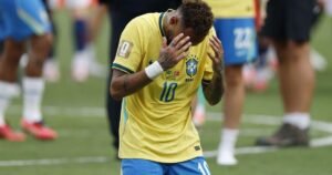 Neymar, Brazil national team's No. 10, cries after elimination by Norway in the 2026 World Cup.