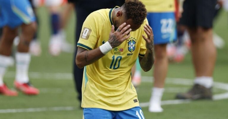 Neymar, Brazil national team's No. 10, cries after elimination by Norway in the 2026 World Cup.