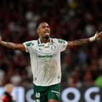Allan scores for Palmeiras against Flamengo. Photo: André Durão.