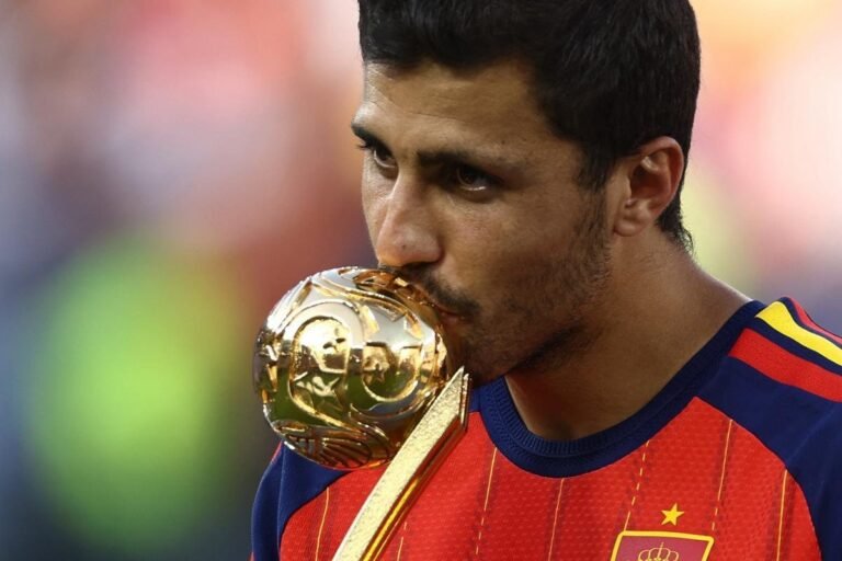 Rodri is elected best player of the World Cup, in a match between Spain and Argentina. Credit: Lee Smith/Reuters