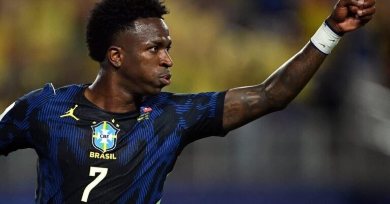 Vinicius Jr., an Arsenal target, playing for Brazil at the World Cup. Photo: Mauro Pimentel/AFP