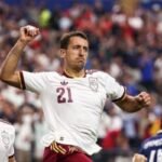Mikel Oyarzabal, Spain player, celebrates a goal against France during the World Cup semifinal. Credit: FRANCK FIFE / AFP