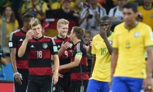 Germany players celebrate their 7-1 victory over Brazil in the 2014 World Cup — Photo: Marcus Brandt/picture alliance via Getty Images