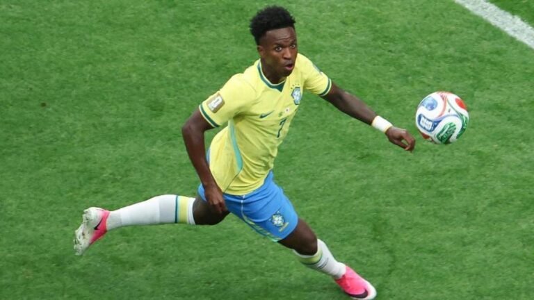 Vini Jr. of the Brazil national team during a World Cup match against Japan. Photo: Omar Vega/Getty Images