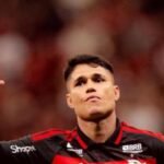 Luiz Araújo suffered a left knee injury after a tough tackle in a friendly match between Flamengo and Olimpia. Credit: Adriano Fontes / Flamengo