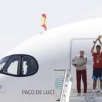 Spain's national team arrives in Madrid following their World Cup title — Photo: Oscar DEL POZO / AFP
