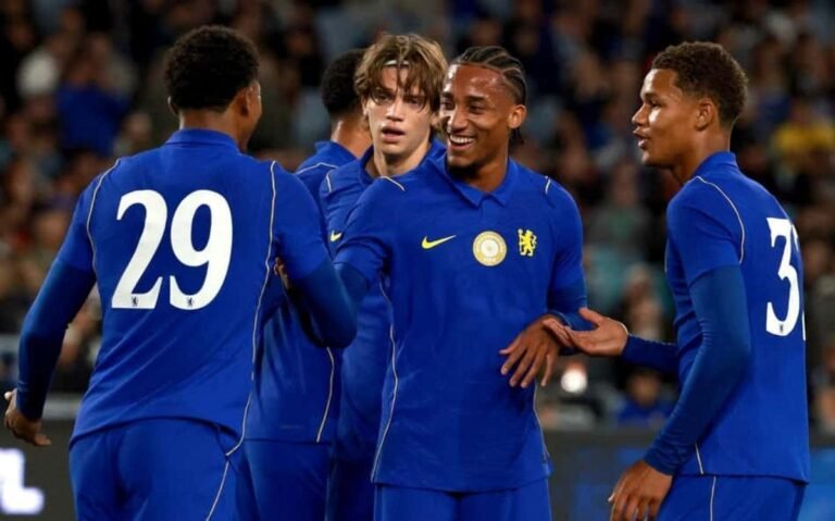 João Pedro celebrating during a friendly for Chelsea (Photo: David Gray/AFP)