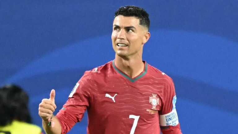 Cristiano Ronaldo in action for Portugal. Credit: CHANDAN KHANNA / AFP