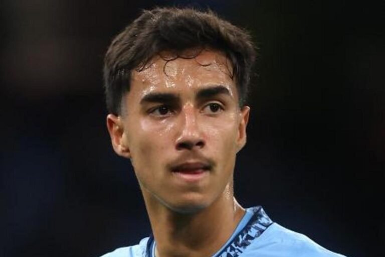 Manchester City defender Vitor Reis during a match against Plymouth Argyle in the FA Cup. Photo: Neal Simpson/Allstar/Getty Images