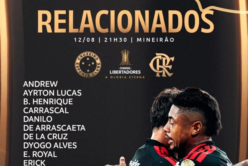 Flamengo divulga relacionados para estreia na Libertadores com 4 desfalques