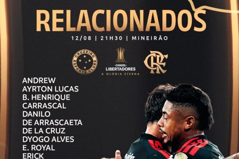 Flamengo divulga relacionados para estreia na Libertadores com 4 desfalques