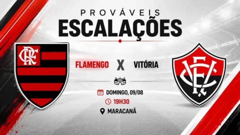 Flamengo x Vitória prováveis escalações do Brasileirão hoje