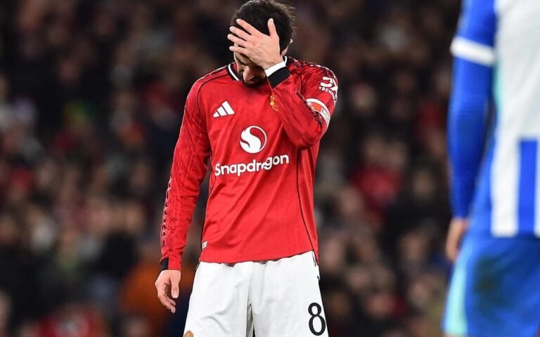 Bruno Fernandes after Manchester United's FA Cup elimination by Brighton (Photo: Peter Powell/AFP)