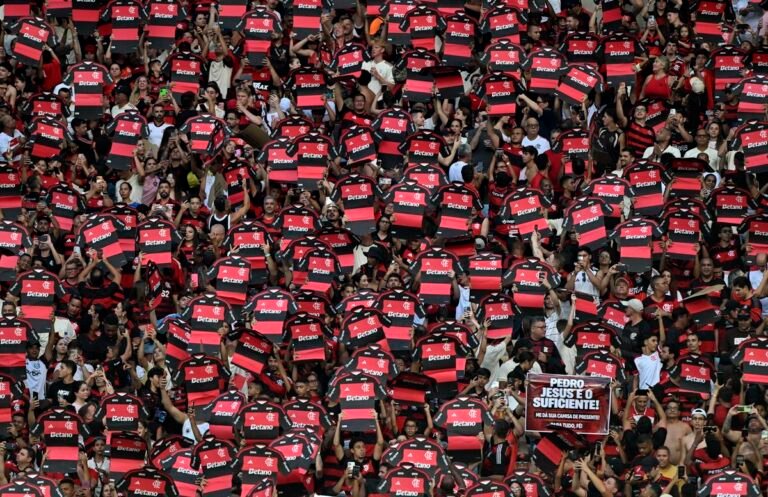 Flamengo fans at the Maracanã during the match against Santos — Photo: André Durão / ge